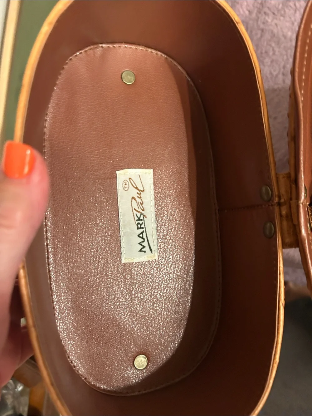 Vintage “Mark Paul” Ostrich Leather Wine Tote Bag